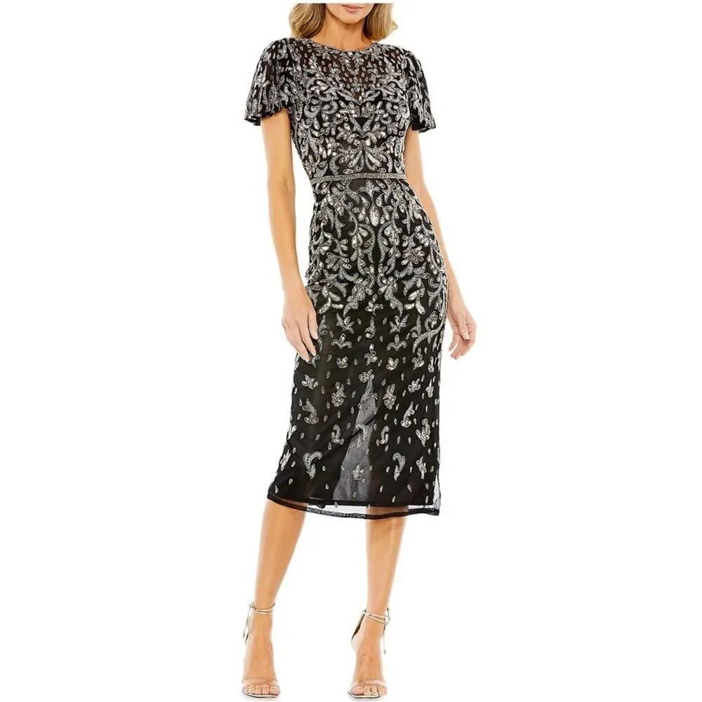Mac Duggal Embellished Midi-Dress size 6